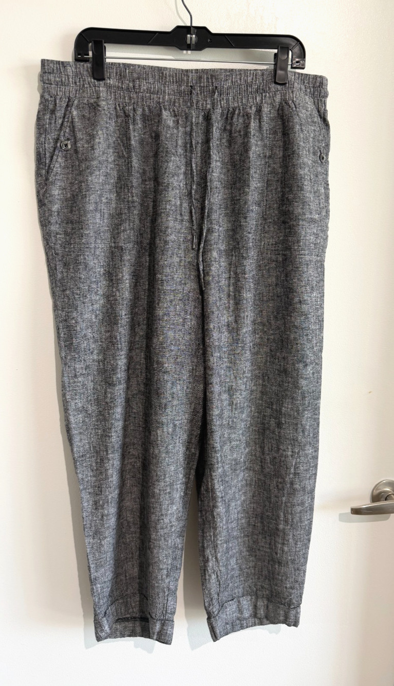 Jones new york Gray tweed ankle pants Tapered cuffed hem drawstring Size-1X /L